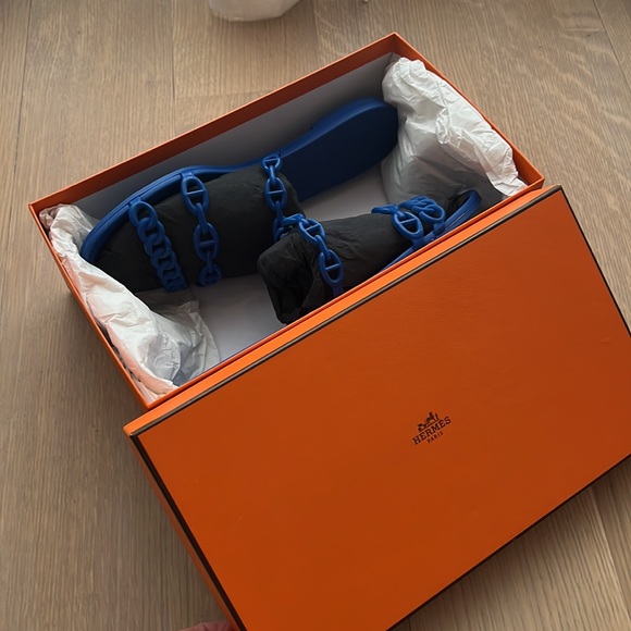 Hermes Rivage Sandals Electric Blue Bleu Smalt with Box and all packaging - Picture 6 of 8